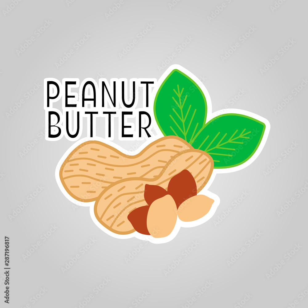 Peanut butter logo for package design. Black text with nutshells