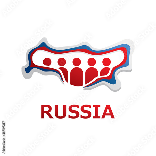 Vector logo with symbols of Russia, Russian