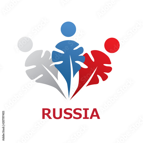 Vector logo with symbols of Russia, Russian