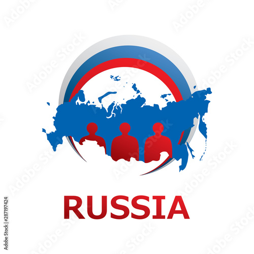 Vector logo with symbols of Russia, Russian