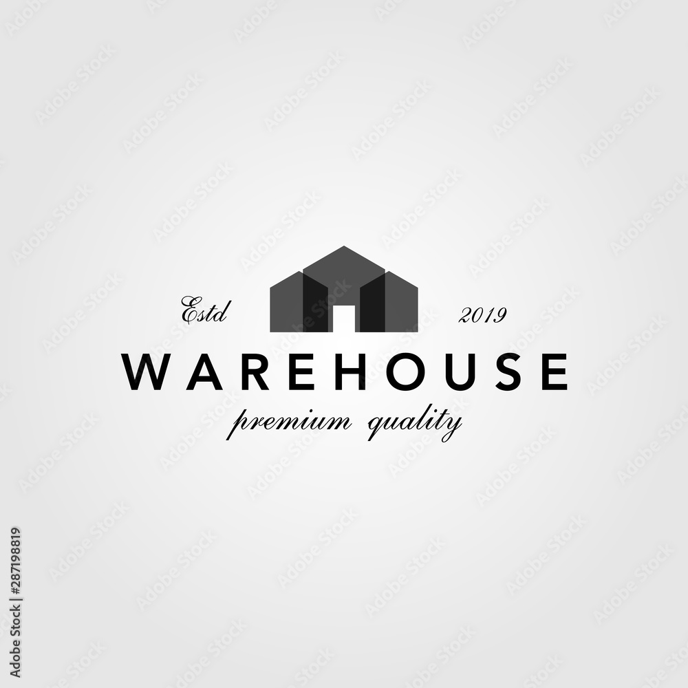 vintage warehouse barn building overlapping logo design illustration