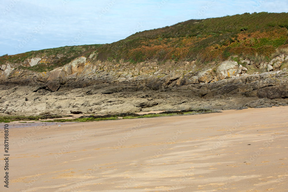 Beautiful sandy beach on the Emerald coast between Saint Malo and Cancale. Brittany, France