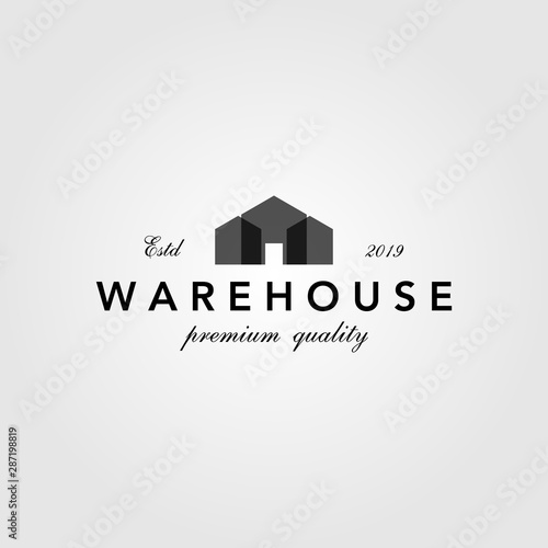 vintage warehouse barn building overlapping logo design illustration