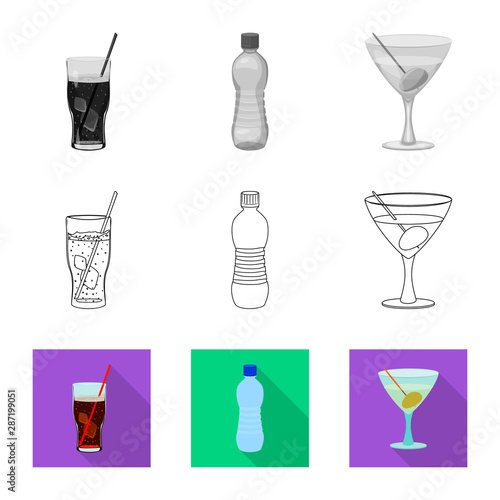Isolated object of drink and bar logo. Collection of drink and party stock symbol for web.