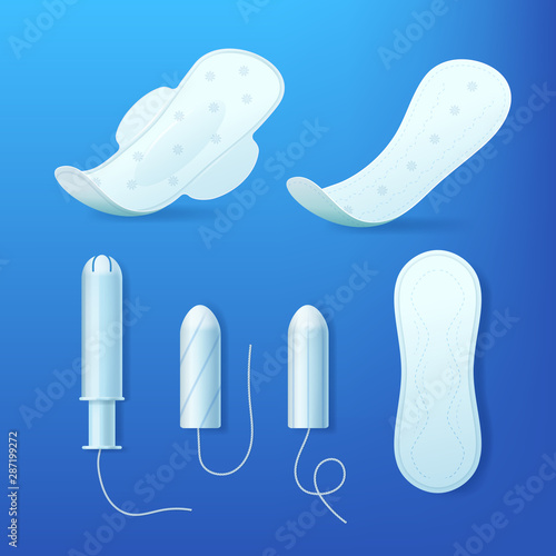 Realistic 3d Detailed Feminine Hygiene Products Set. Vector