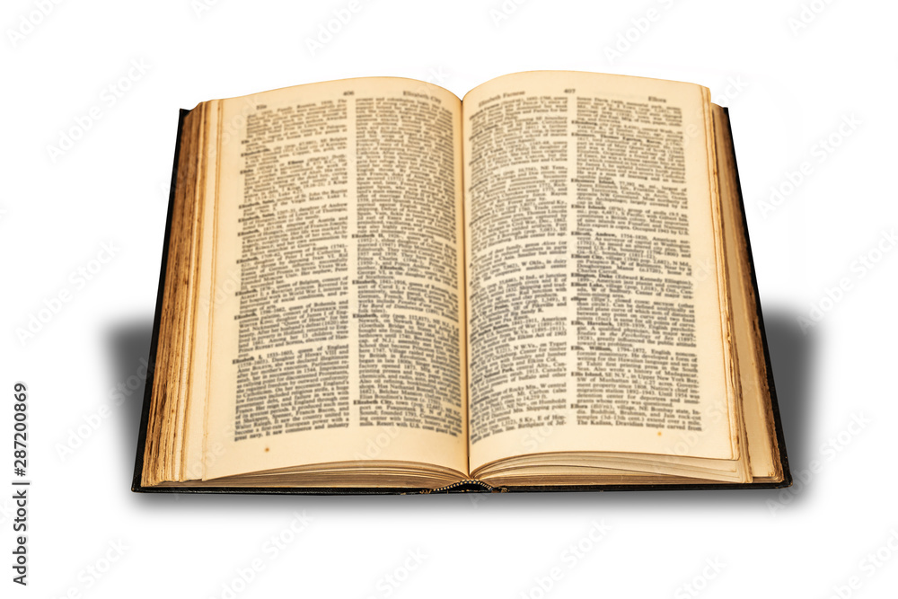 Obraz premium open vintage book,isolated on white background with clipping path.