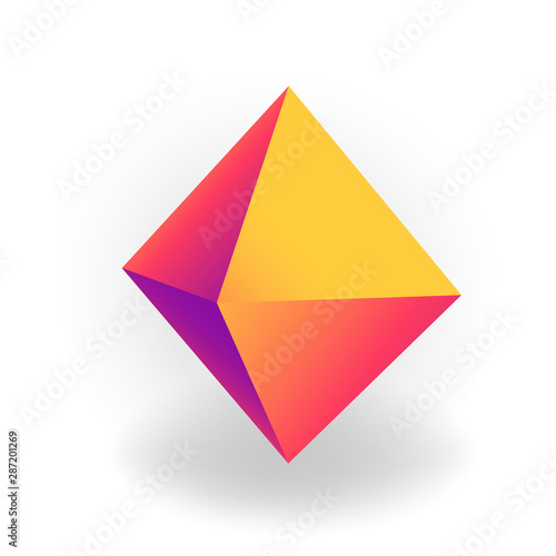 octahedron - 3D geometric shape with holographic gradient isolated on white background vector