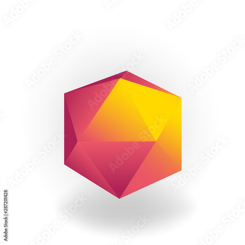 icosahedron - 3D geometric shape with holographic gradient isolated on white background vector