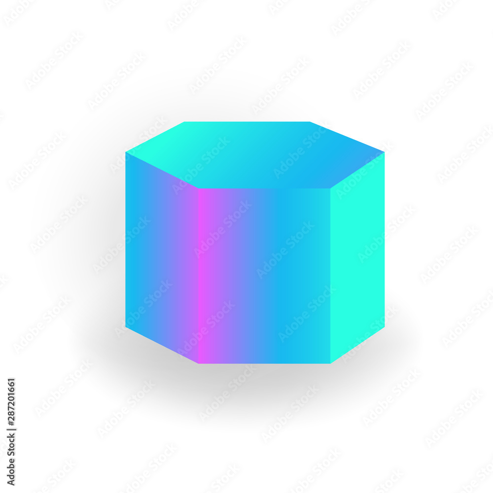 Fototapeta premium hexagon prism - 3D geometric shape with holographic gradient isolated on white background vector