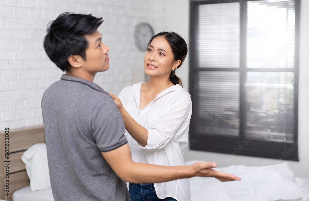 Asian couple, they are bored and arguing unhappy. Asian couple, they are bored and arguing unhappy.