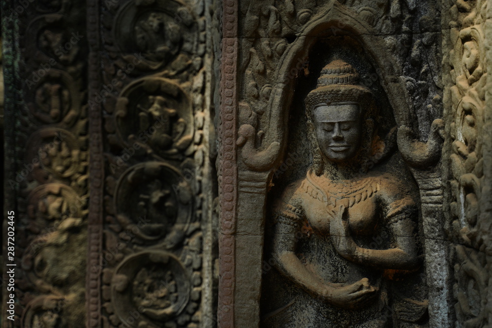 Stone murals and sculptures in Angkor wat, Cambodia