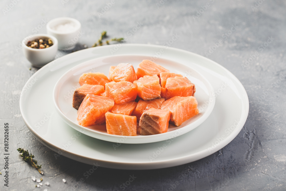 Close up at pieces of Salmon