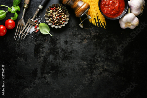Fototapeta Naklejka Na Ścianę i Meble -  Italian food background with ingredients