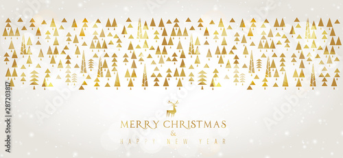 Buon Natale e felice anno nuovo, alberi con elementi geometrici ripetuti