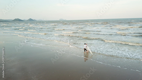 Aerial view of couple