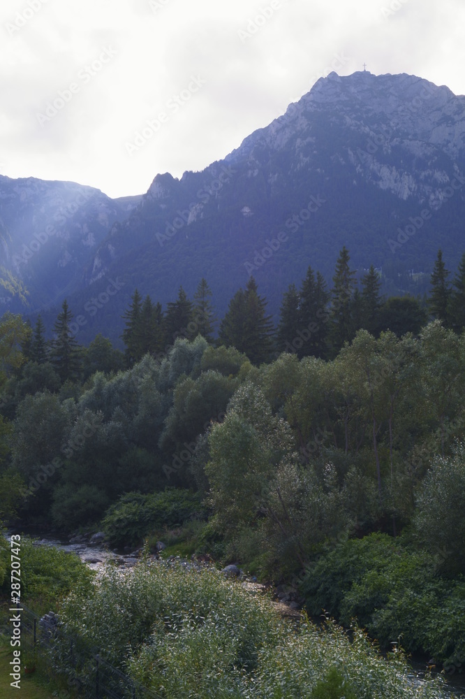 Fototapeta premium View with mountains Bucegi, Busteni, Prahova, Romania 