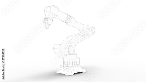 3D rendering of a robot arm isolated in white studio background