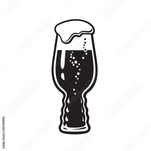 IPA beer glass. India Pale Ale glass. Hand drawn vector illustration on white background.