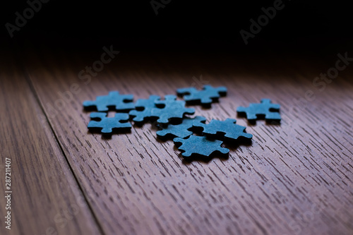 Blue Puzzle Pieces on a Table