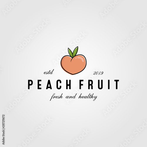 peach fresh fruit vintage cute logo design illustration
