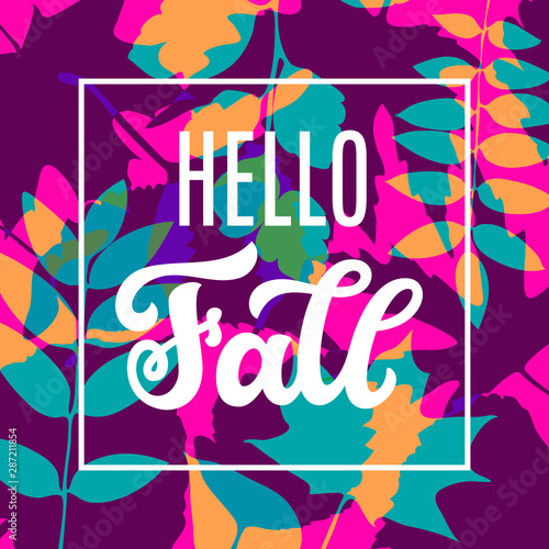 Hello fall poster. Vector design
