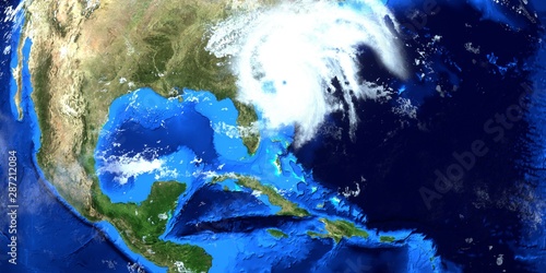 Fototapeta Naklejka Na Ścianę i Meble -  Hurricane Dorian Extremely Detailed and realistic high resolution 3D illustration. Shot from Space. Elements of this image are furnished by NASA.