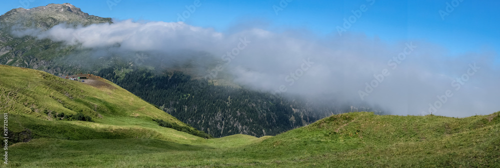 Paysage panoramique des montagne des alpes en été