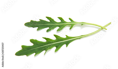 Green arugula leaf isolated on white