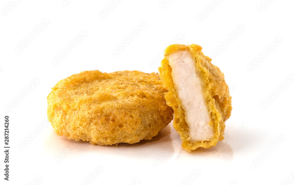 Fried chicken nuggets isolated on white Fried chicken nuggets isolated on white