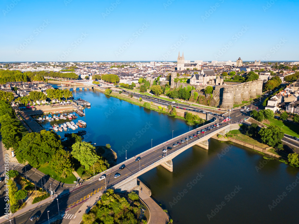 Angers aerial panoramic view, France