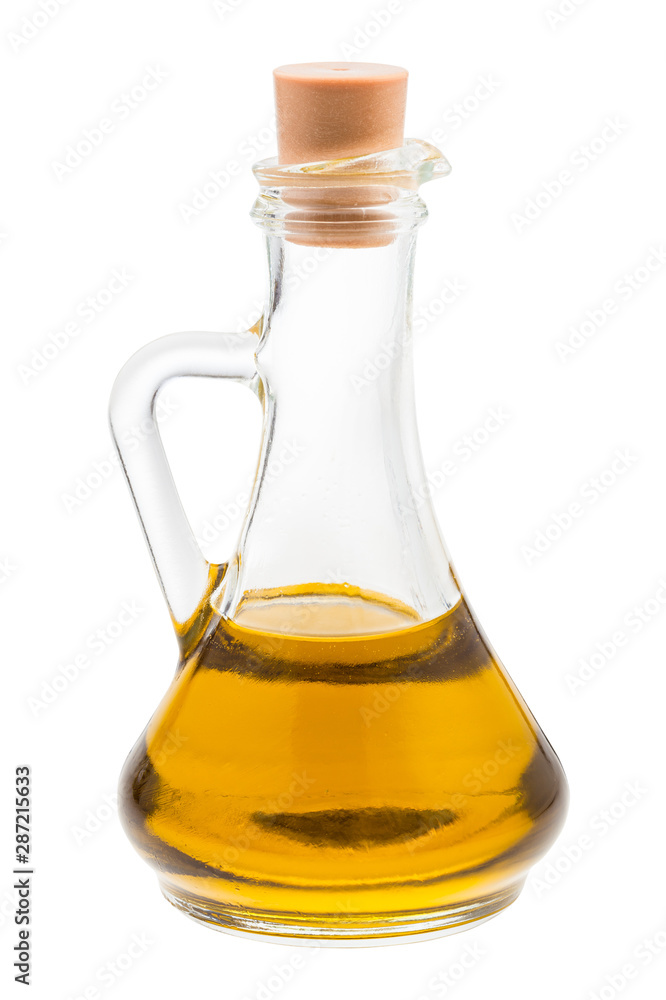 closed glass jug with olive oil isolated closed glass jug with olive oil isolated