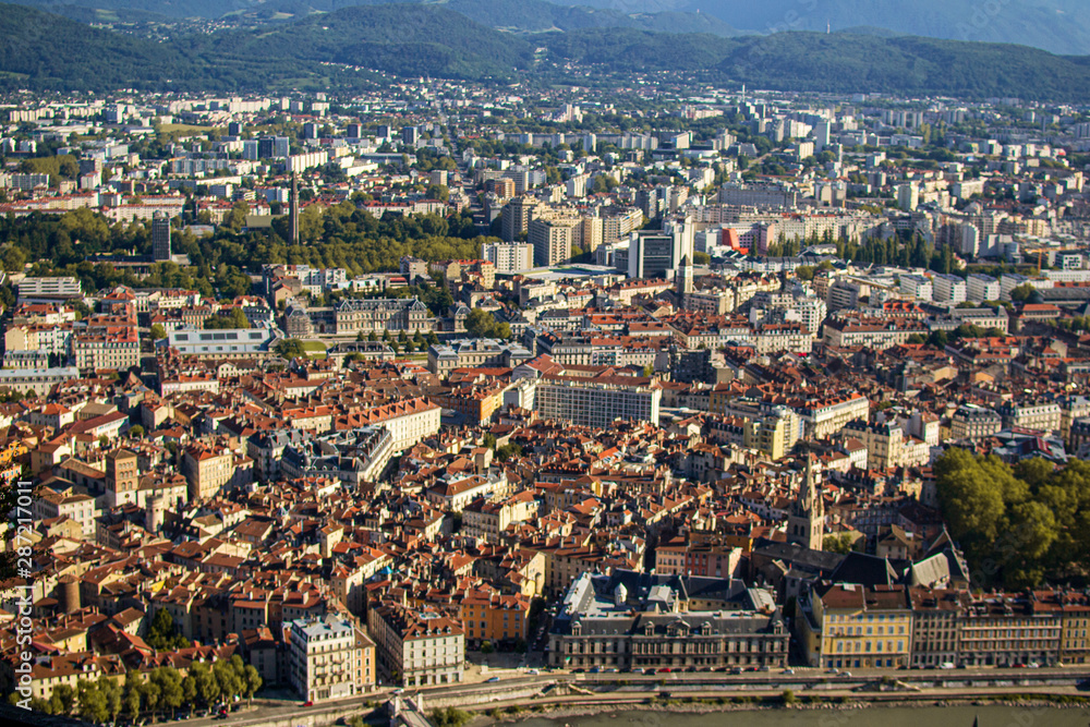 Sight of the city of Grenoble, from the mounts