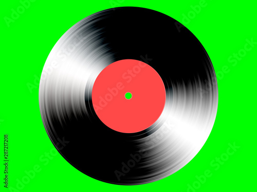 vinyl record on green background