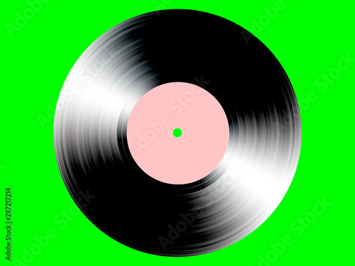 vinyl record on green background