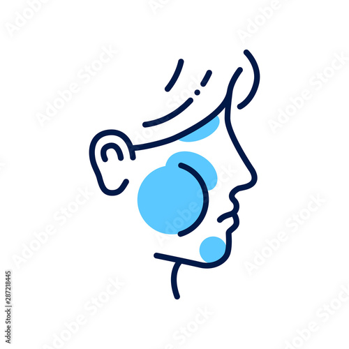 Allergy symptoms line color icon. Face swelling. Specific reaction. Infection, disease. Sign for web page, mobile app, button, logo.