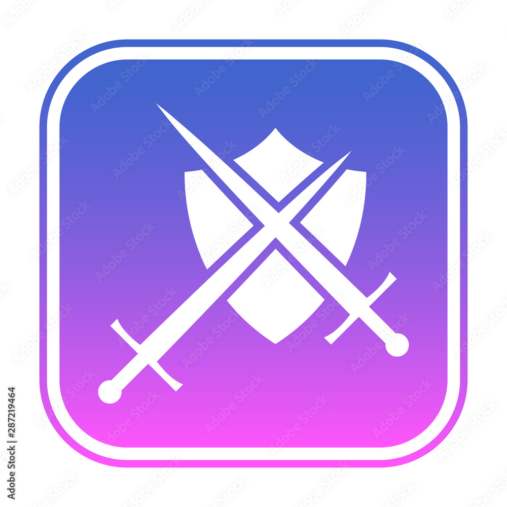 Shield and sword logo template. Protected icon. Shield and sword logo template. Protected icon.