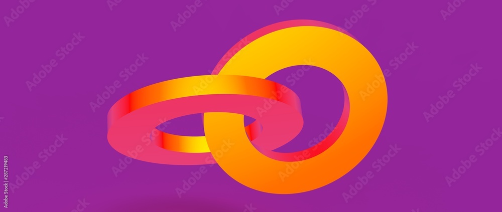 Diseño de aros entrelazados en 3d. Fondo de anillos abstracto con materiales metálicos y plásticos con luces y sombras. Presentación tridimensional colorida Diseño de aros entrelazados en 3d. Fondo de anillos abstracto con materiales metálicos y plásticos con luces y sombras. Presentación tridimensional colorida