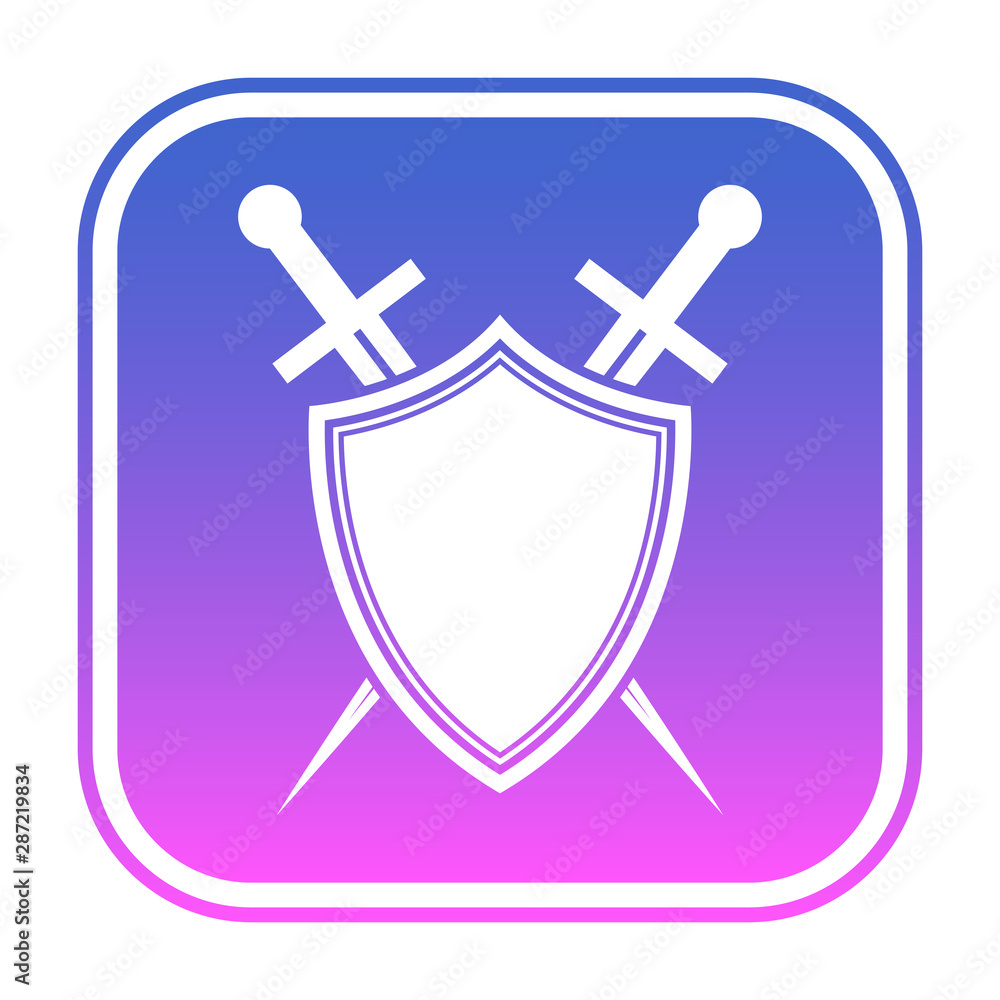 Shield and sword logo template. Protected icon. Shield and sword logo template. Protected icon.