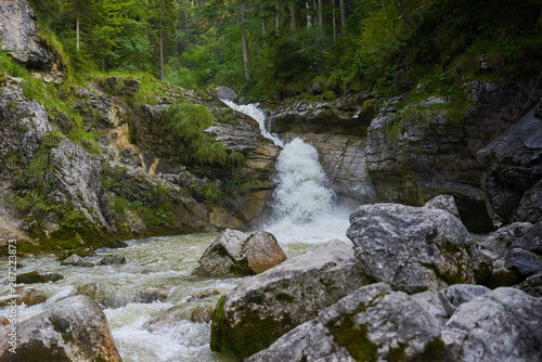 Die Kuhfluchtwasserfälle, eine Gruppe von drei Wasserfällen oberhalb von Farchant in Bayern. The Kuhflucht Waterfalls in south Bavaria, a beautiful series of three waterfalls near the Bavarian alps. photo