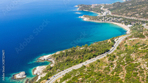 Aerial view at the beach. Beautiful natural seascape at the summer time. © ba11istic