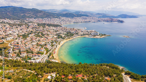 Aerial view the city of Kavala in northern Greek.