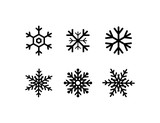 snowflakes collection. black snowflakes isolated on white background. six different snowflakes in flat style for web design