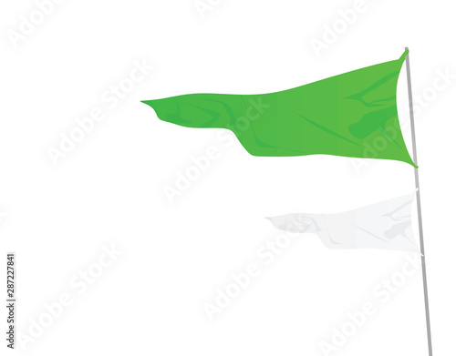Green  and small white triangle flag. vector illustration