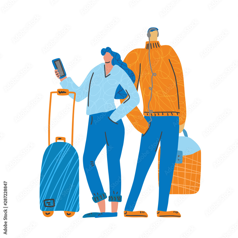 Travel people stand full length Vector flat design