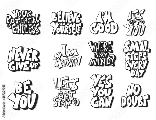 Set of motivational quotes isolated. Vector text. © Syuzann q