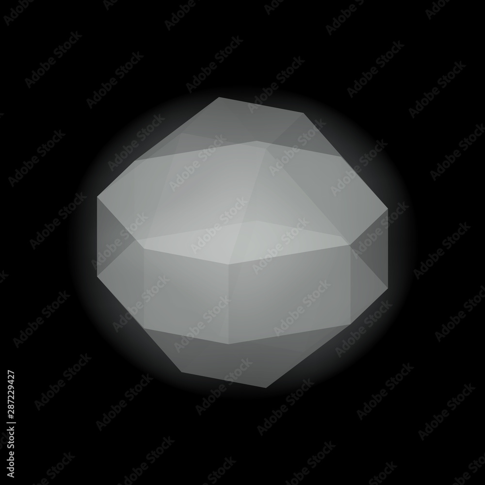 Realistic shiny geometric crystal. Vector  3D illustration.