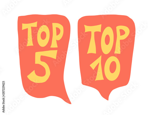 Top 5 and 10 quotes. Vector stylized text.