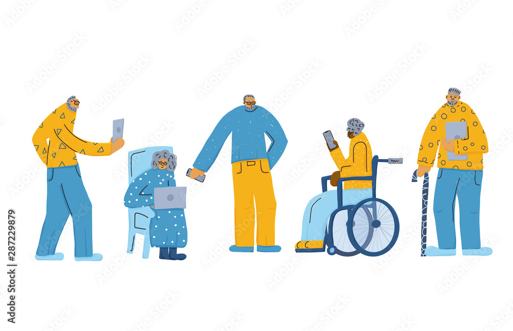 Group of old people isolated. Vector illustration. Group of old people isolated. Vector illustration.