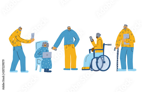 Group of old people isolated. Vector illustration.