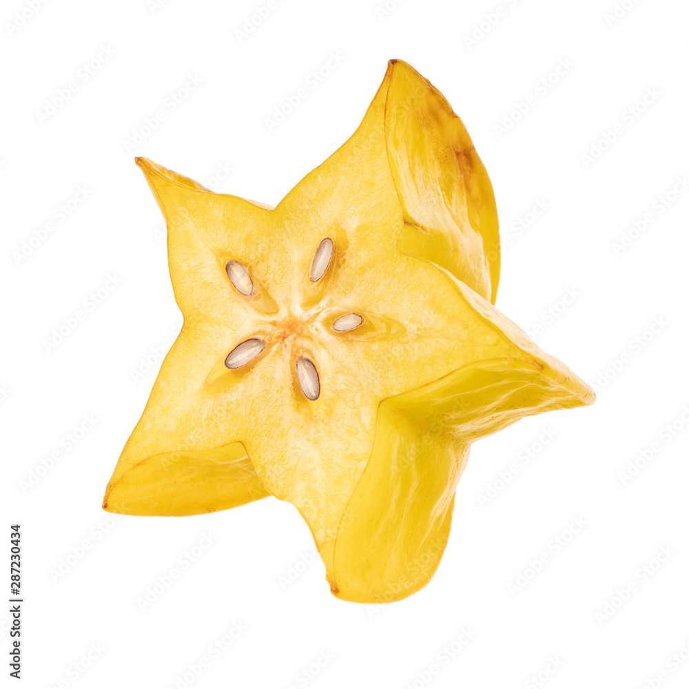 Fototapeta premium slice of carambola isolated on white background